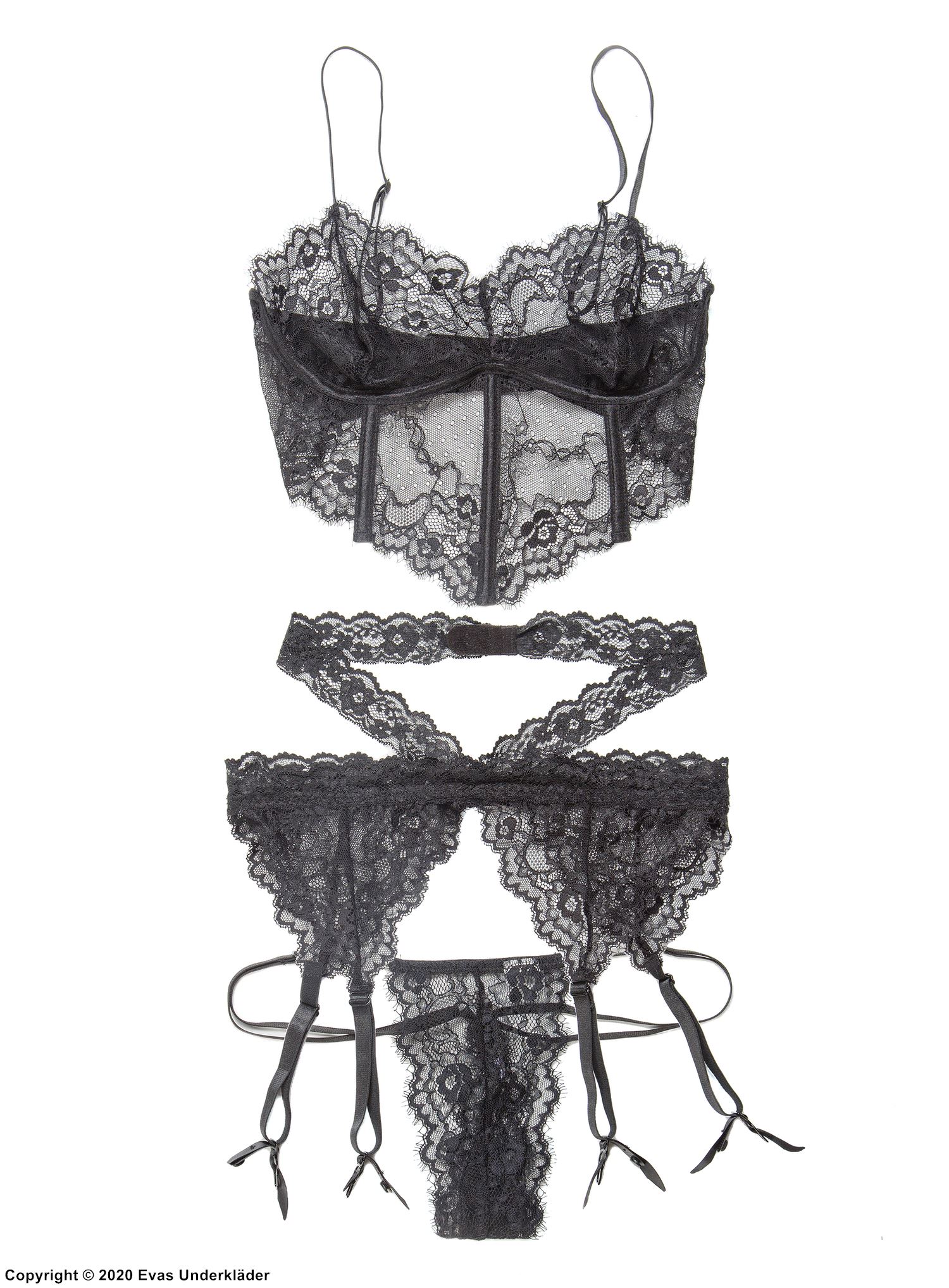 Seductive lingerie set, floral lace